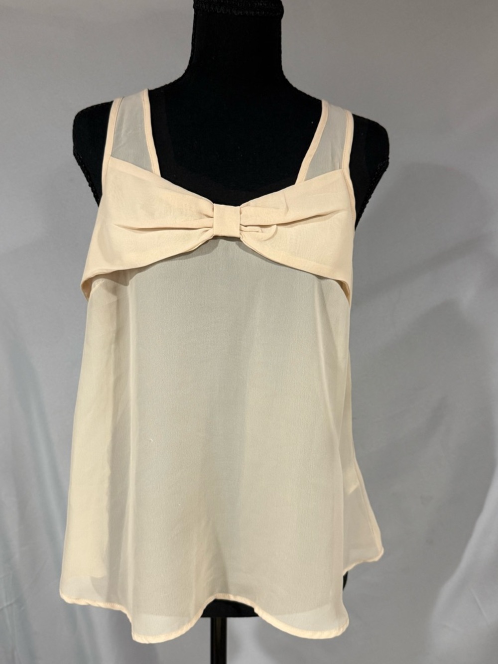 Cream Bow-Front Chiffon Camisole